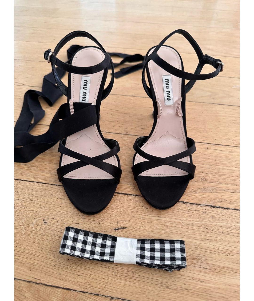 MIU MIU Черные кожаные босоножки, фото 7