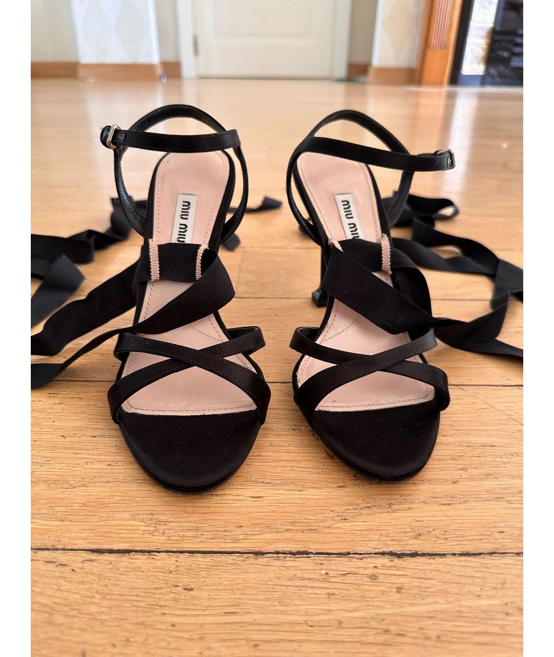 MIU MIU Черные кожаные босоножки, фото 3