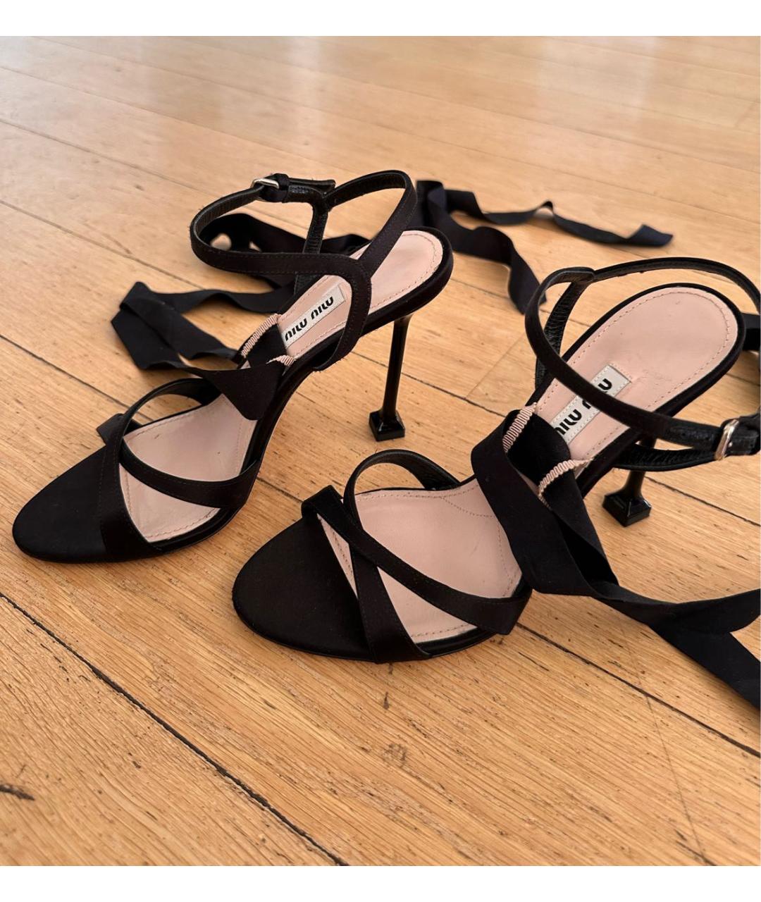 MIU MIU Черные кожаные босоножки, фото 5