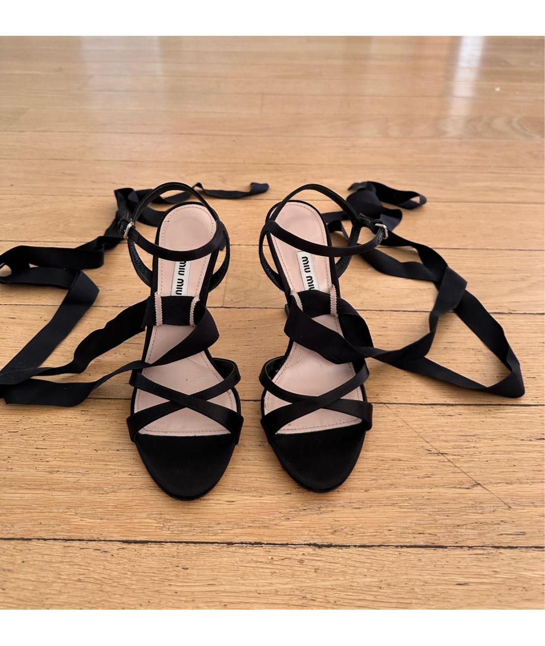 MIU MIU Черные кожаные босоножки, фото 2