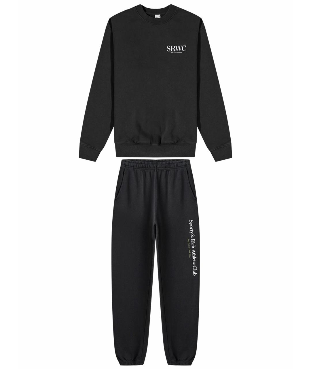 SPORTY AND RICH Черный хлопковый спортивные костюмы, фото 1
