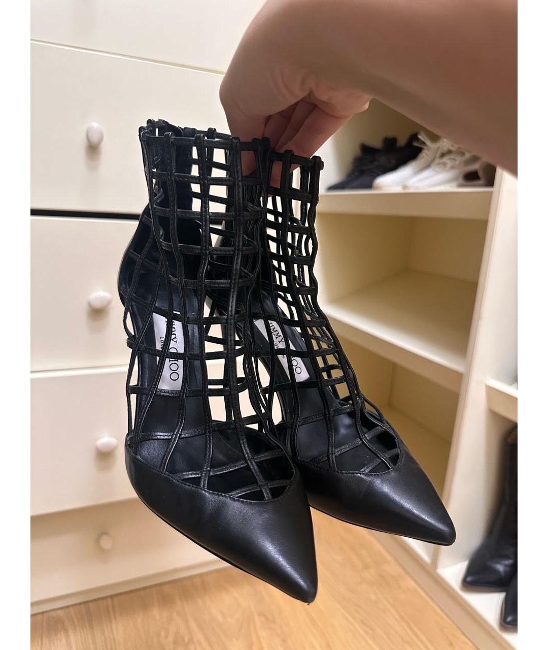 JIMMY CHOO Черные кожаные ботильоны, фото 4
