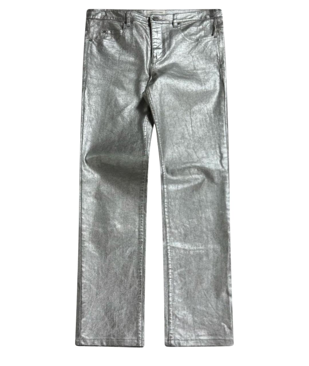 ISABEL MARANT ETOILE Серебряные хлопко-эластановые прямые джинсы, фото 1