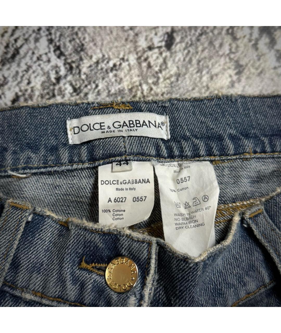 DOLCE&GABBANA Синие хлопковые джинсы, фото 3