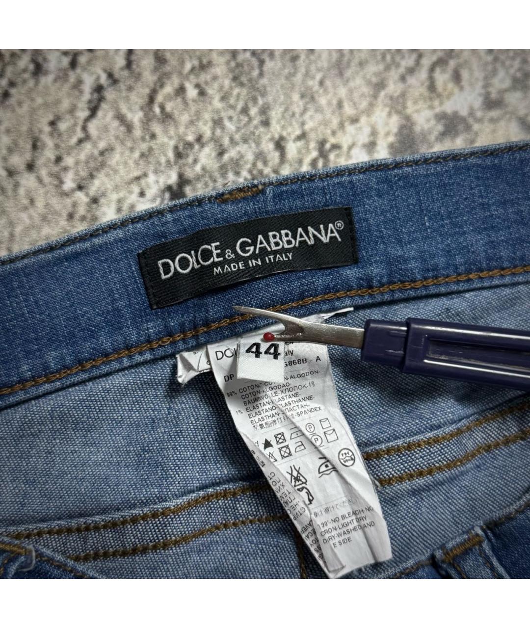 DOLCE&GABBANA Голубые хлопко-эластановые прямые джинсы, фото 3