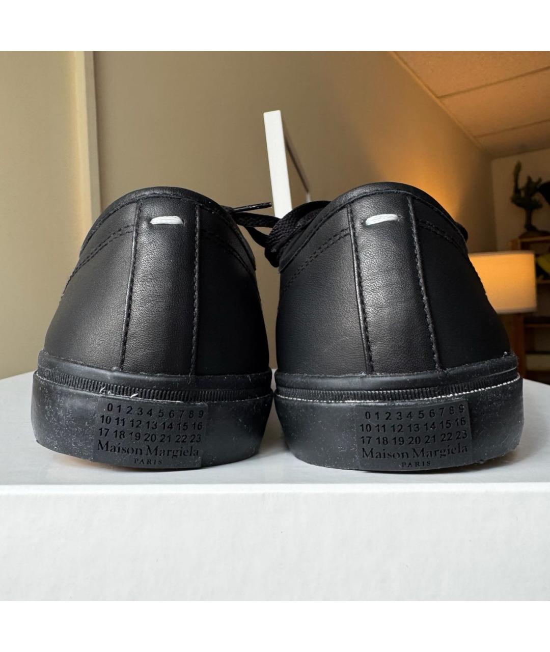 MAISON MARGIELA Черные кожаные низкие кроссовки / кеды, фото 5