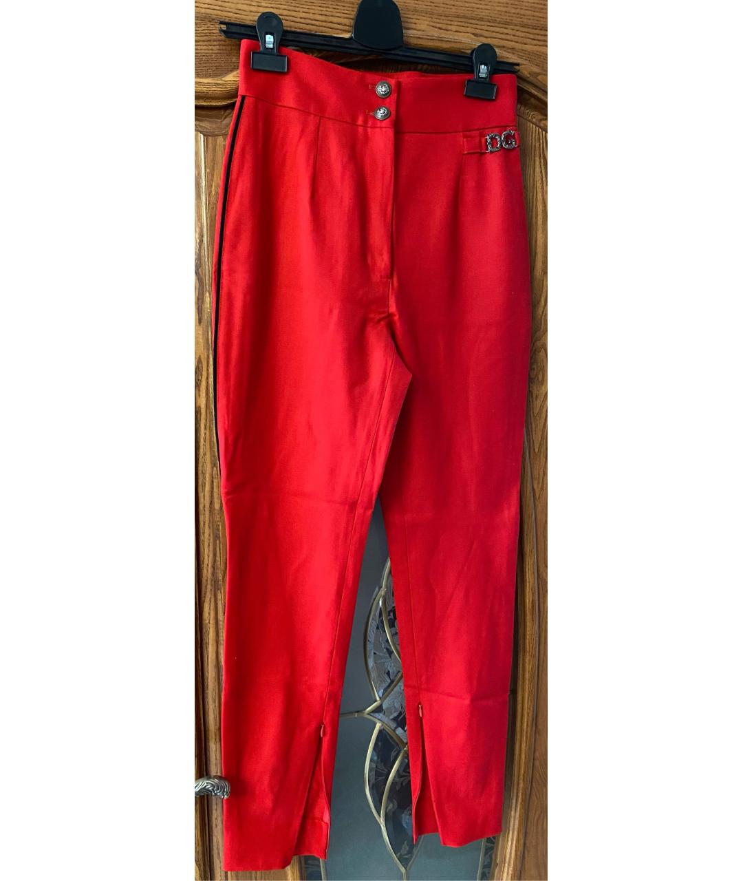 DOLCE&GABBANA Красные шерстяные брюки узкие, фото 6