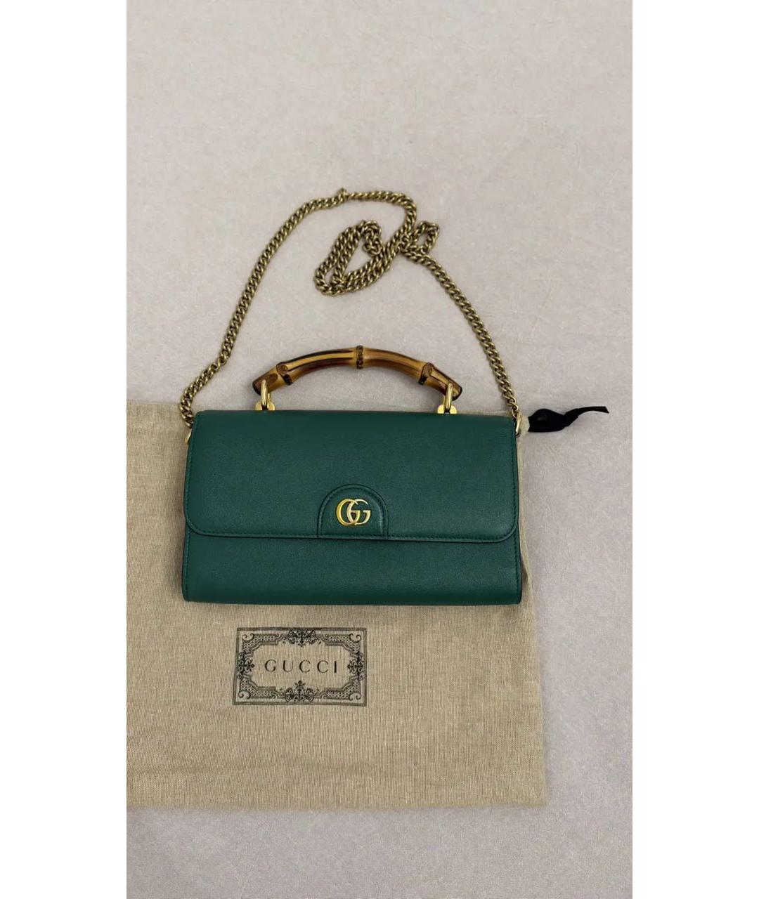 GUCCI Зеленая кожаная сумка с короткими ручками, фото 8