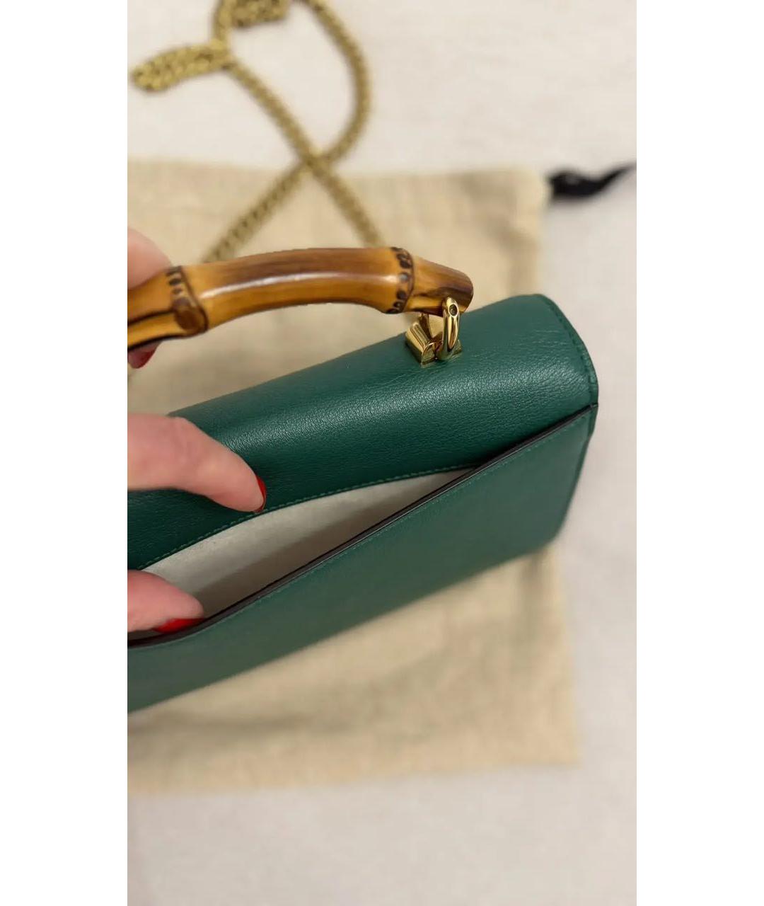 GUCCI Зеленая кожаная сумка с короткими ручками, фото 7