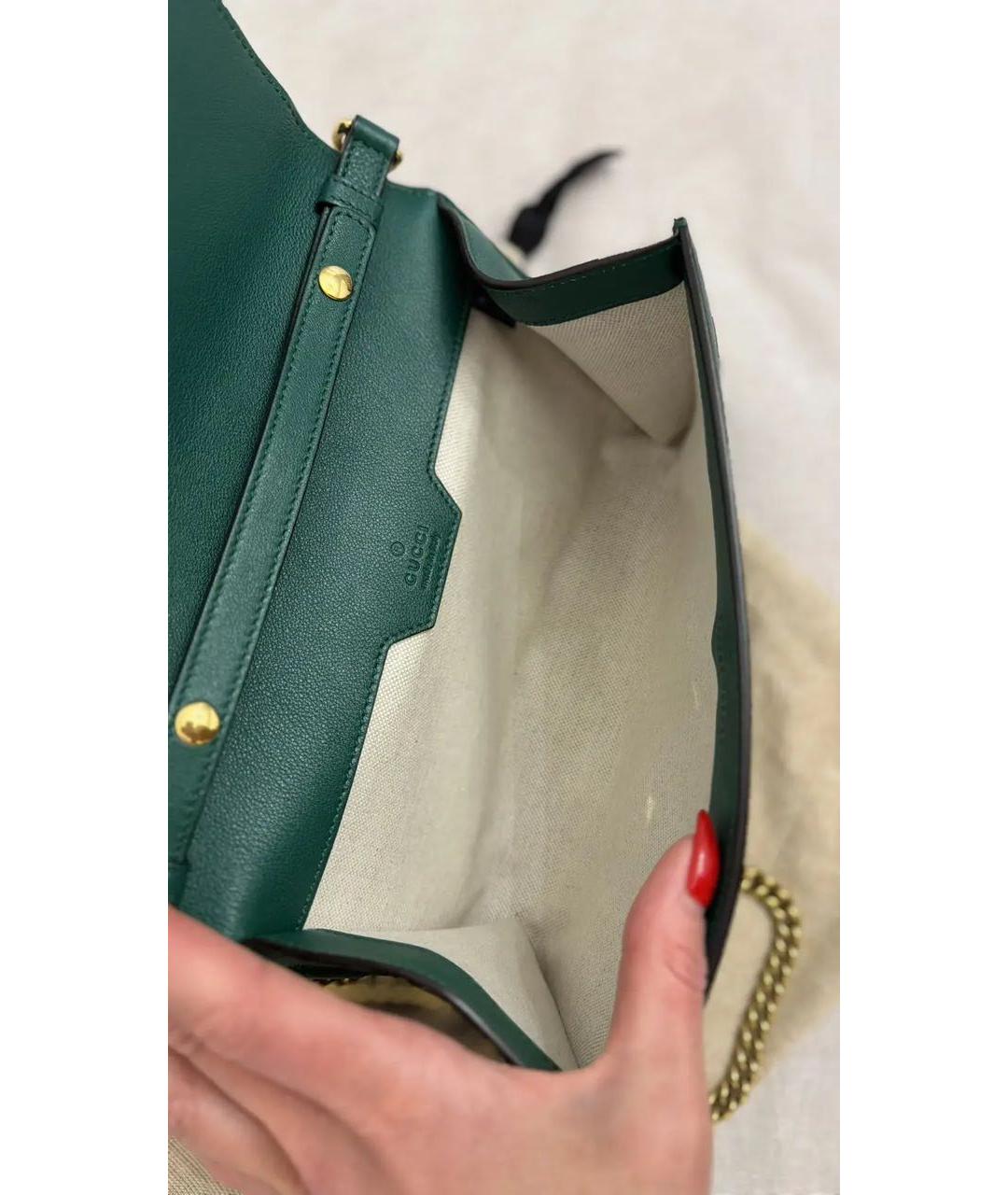 GUCCI Зеленая кожаная сумка с короткими ручками, фото 4