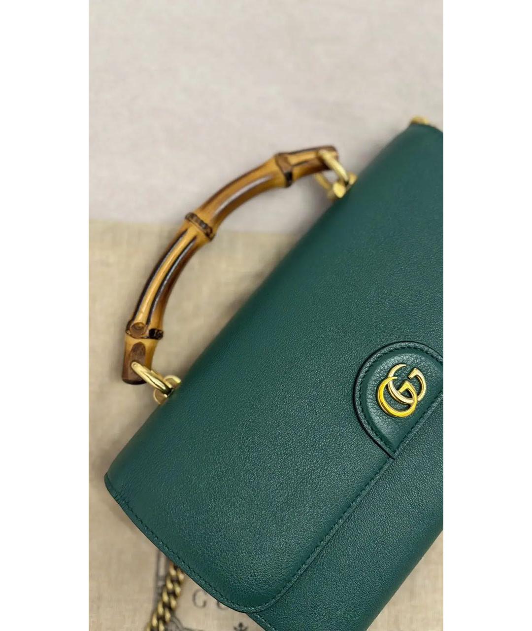 GUCCI Зеленая кожаная сумка с короткими ручками, фото 5
