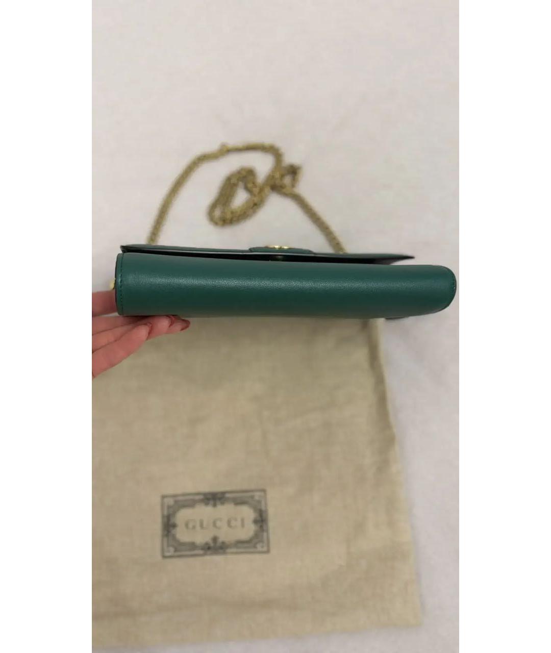 GUCCI Зеленая кожаная сумка с короткими ручками, фото 6