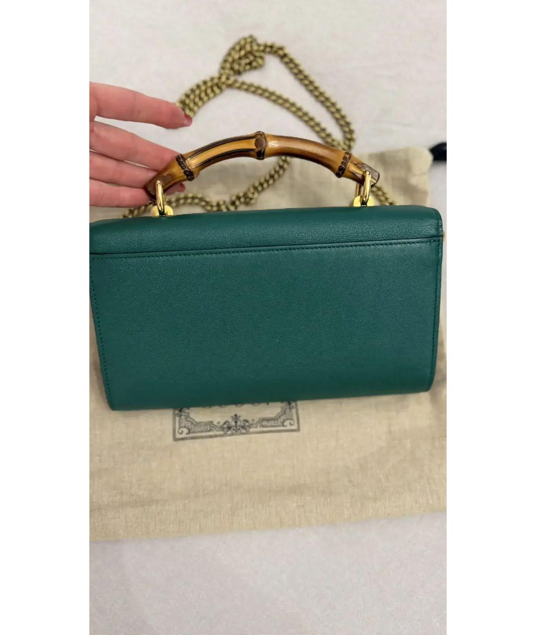 GUCCI Зеленая кожаная сумка с короткими ручками, фото 3