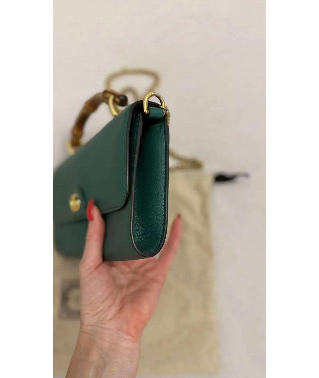 GUCCI Зеленая кожаная сумка с короткими ручками, фото 2