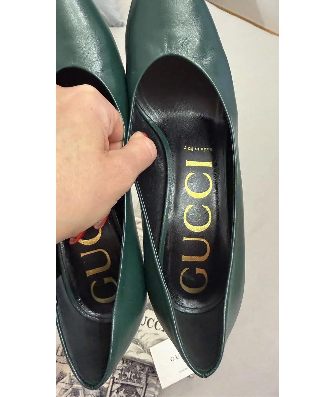 GUCCI Зеленые кожаные туфли, фото 3