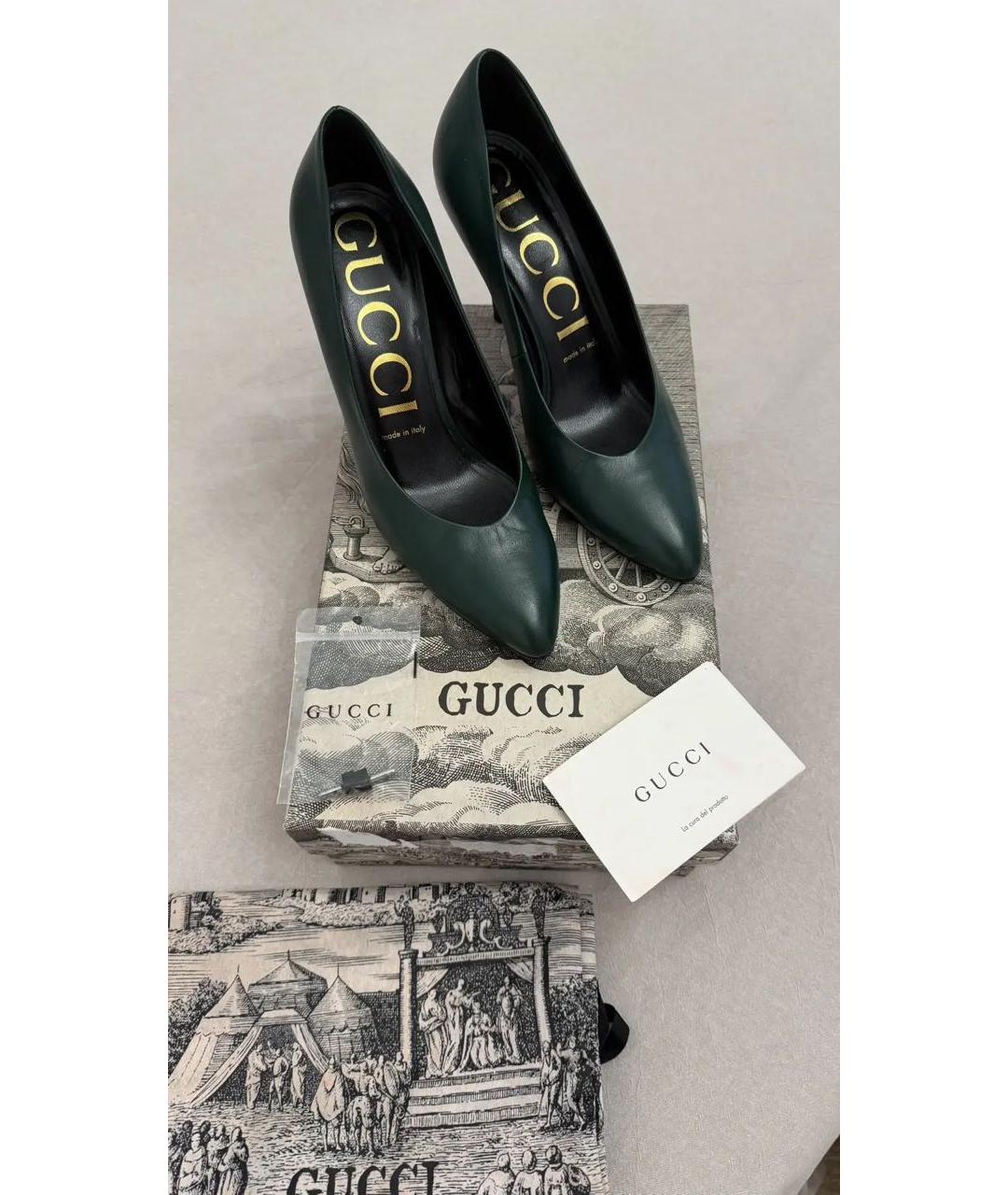 GUCCI Зеленые кожаные туфли, фото 2