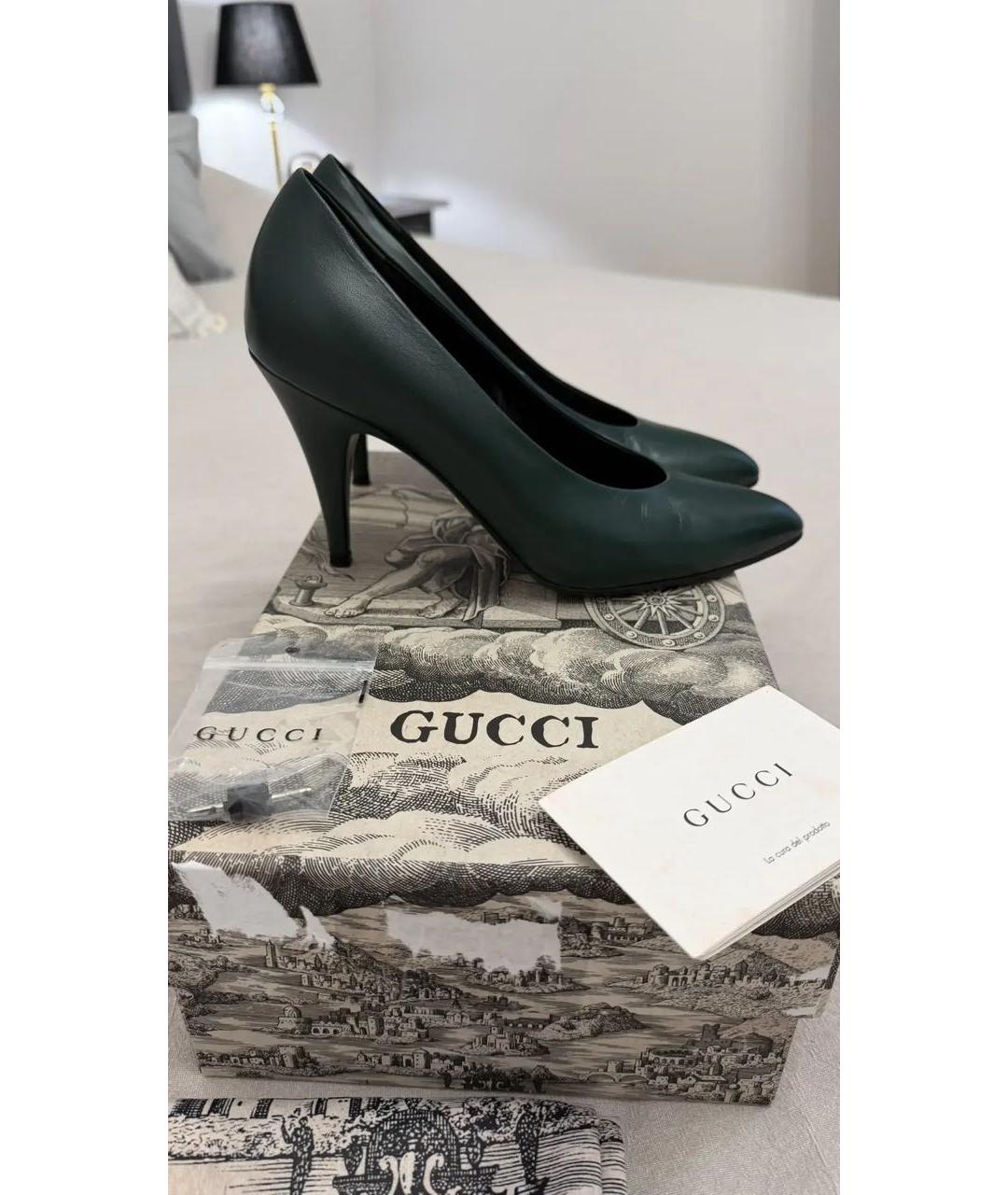 GUCCI Зеленые кожаные туфли, фото 8