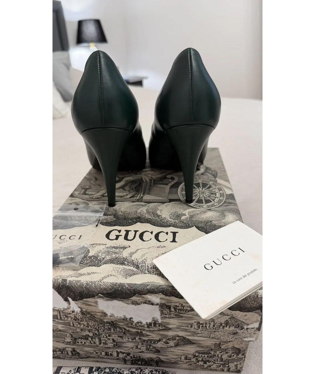 GUCCI Зеленые кожаные туфли, фото 4