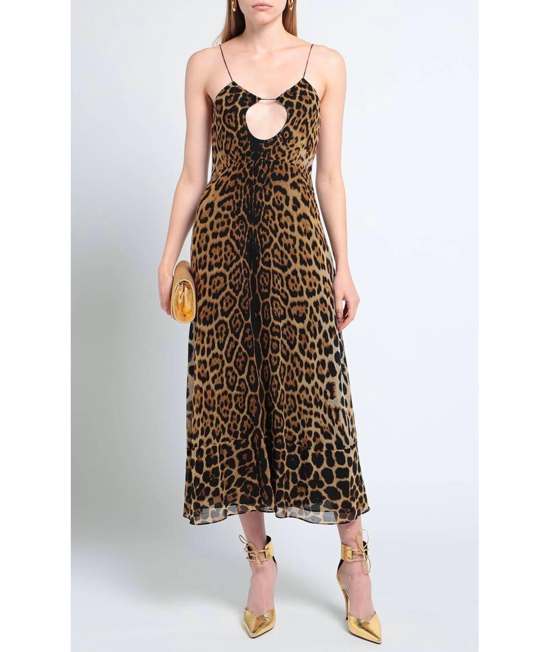SAINT LAURENT Коричневое шерстяное коктейльное платье, фото 2