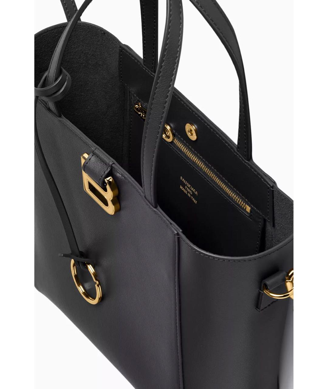BALENCIAGA Черная кожаная сумка тоут, фото 5