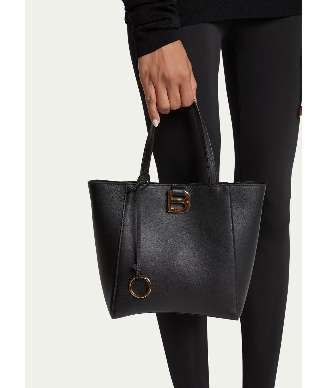 BALENCIAGA Черная кожаная сумка тоут, фото 6