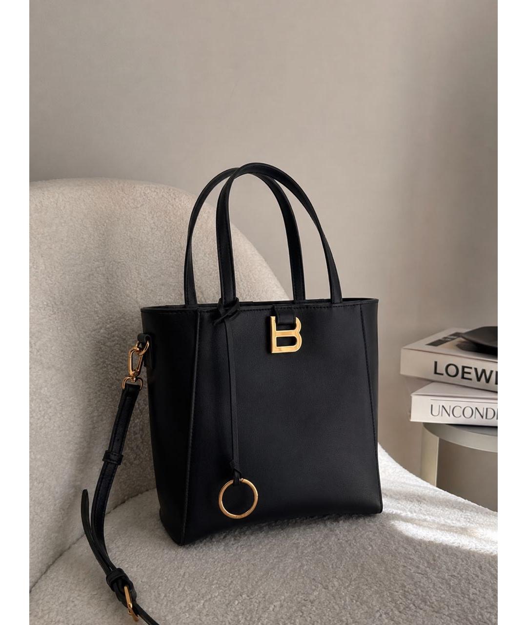 BALENCIAGA Черная кожаная сумка тоут, фото 8