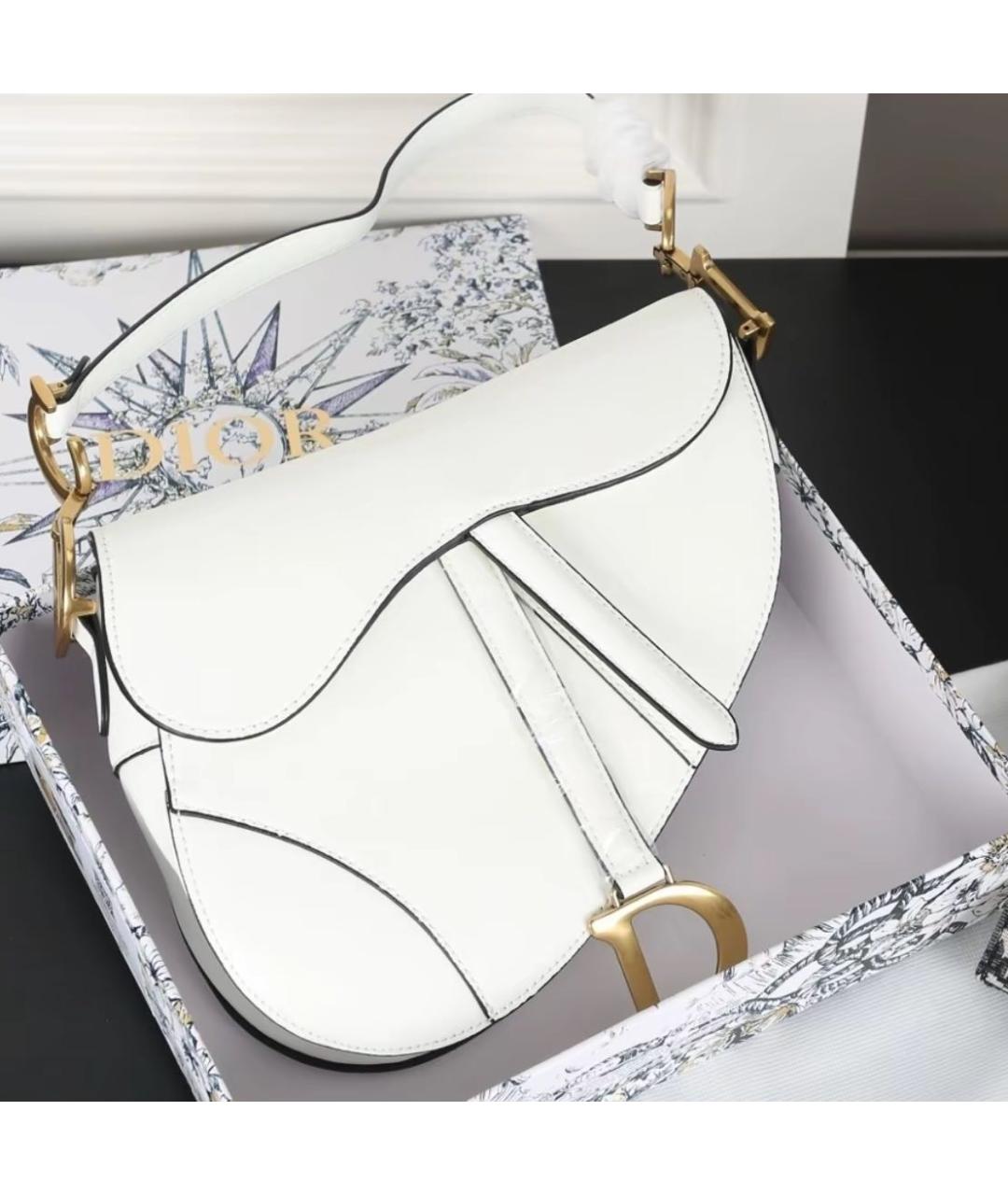 CHRISTIAN DIOR Белая кожаная сумка с короткими ручками, фото 5