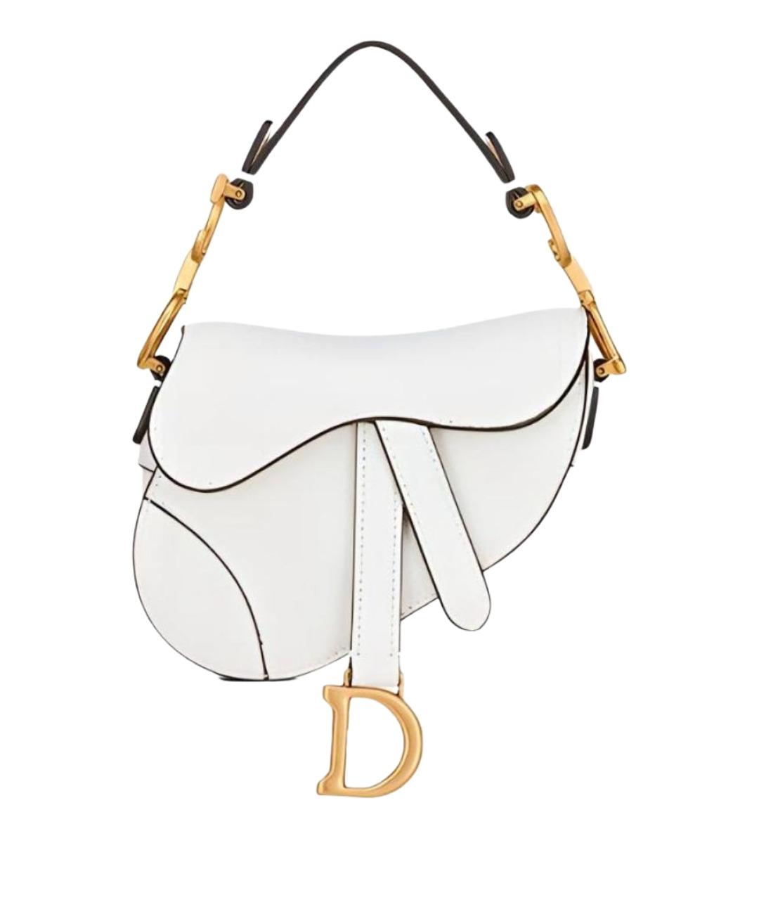 CHRISTIAN DIOR Белая кожаная сумка с короткими ручками, фото 1