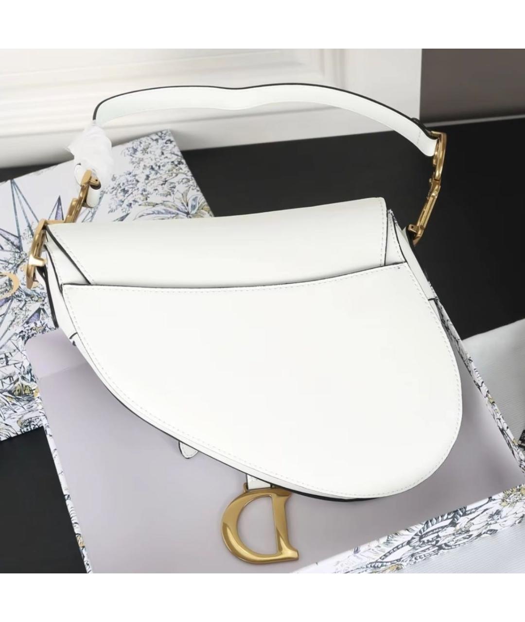 CHRISTIAN DIOR Белая кожаная сумка с короткими ручками, фото 8