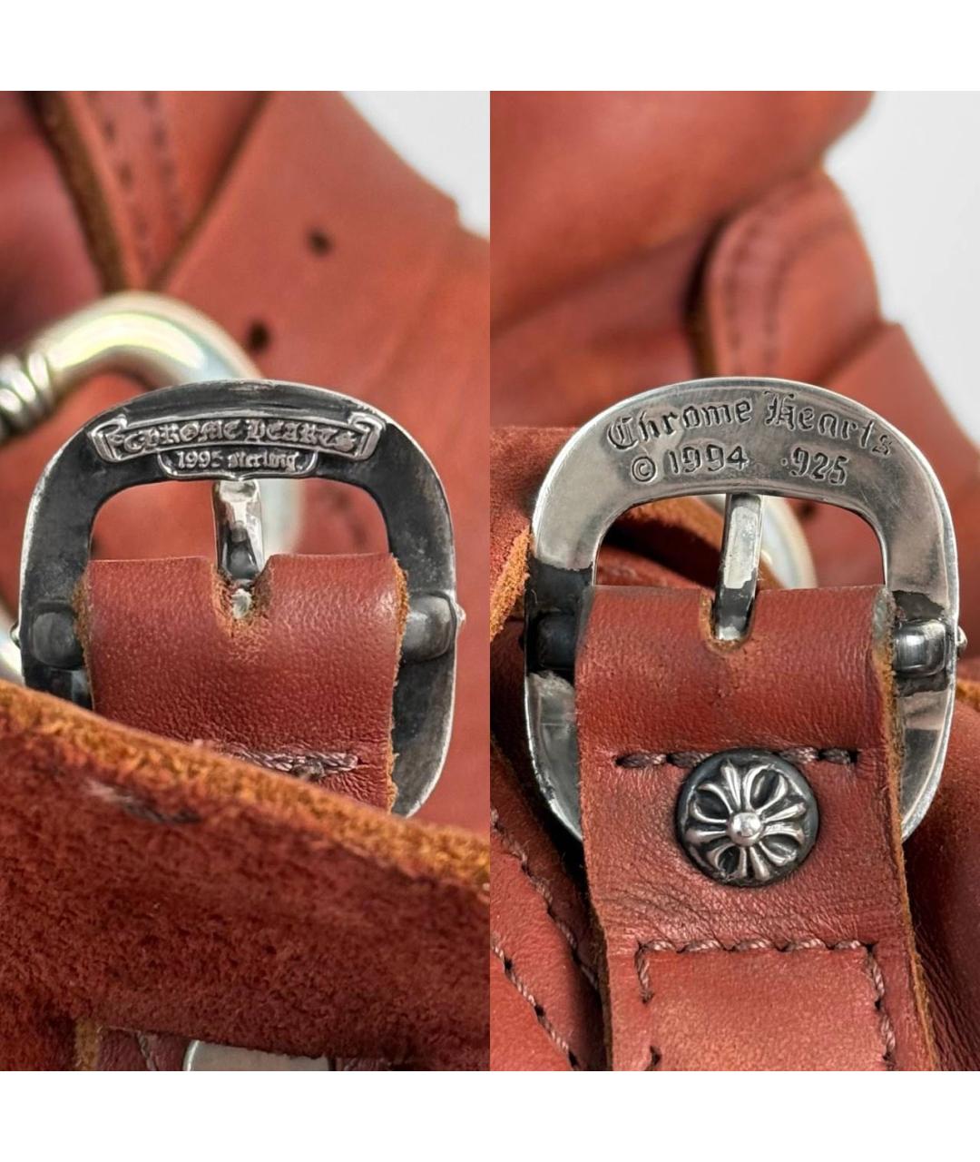 CHROME HEARTS Бордовые кожаные высокие ботинки, фото 8