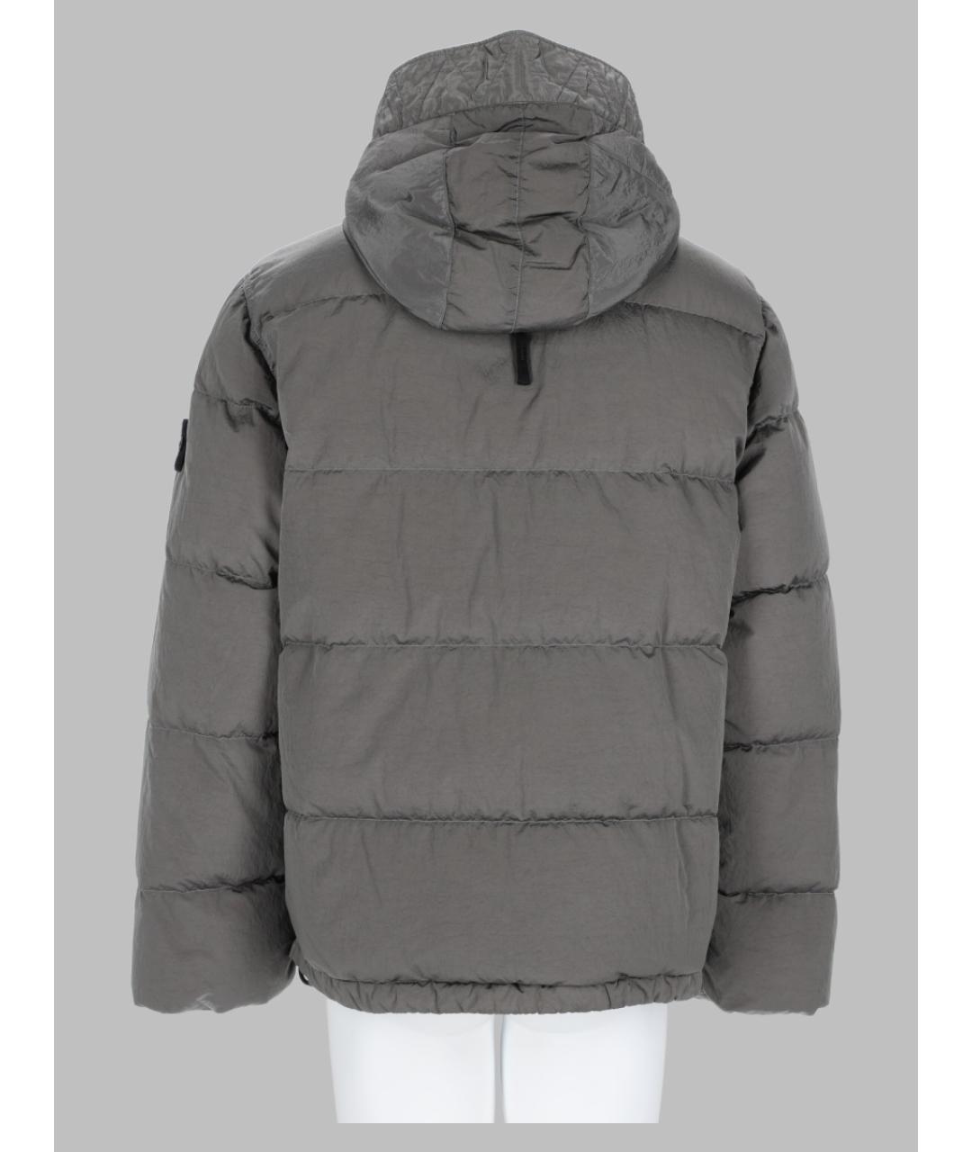 STONE ISLAND Серый полиамидовый пуховик, фото 2