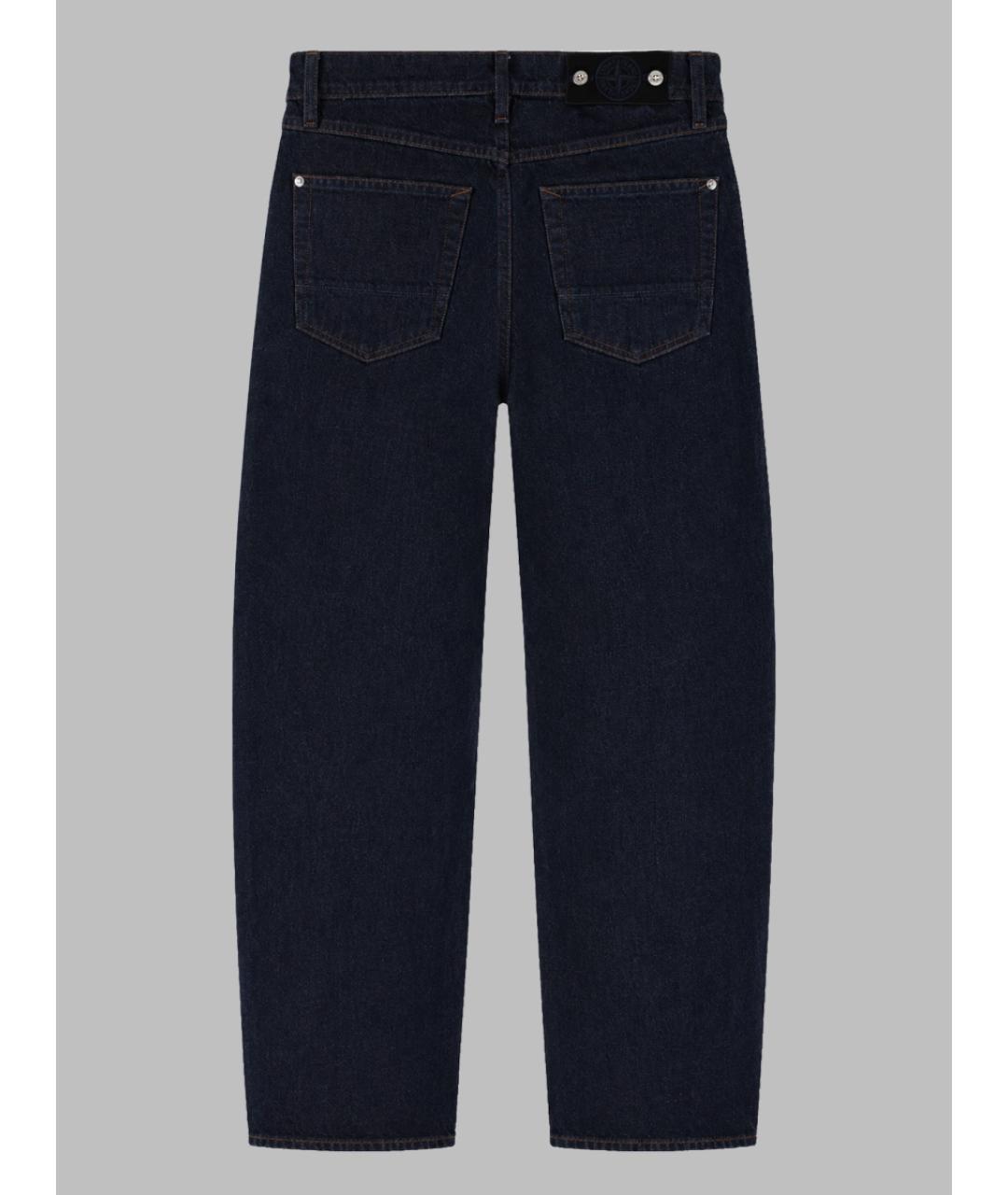 STONE ISLAND Синие хлопковые прямые джинсы, фото 2