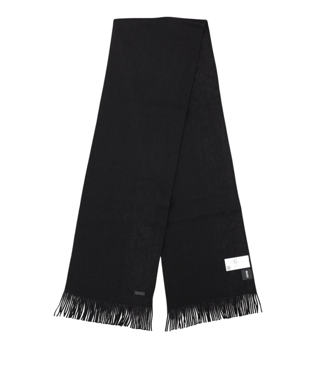 HUGO BOSS Черный шерстяной шарф, фото 1