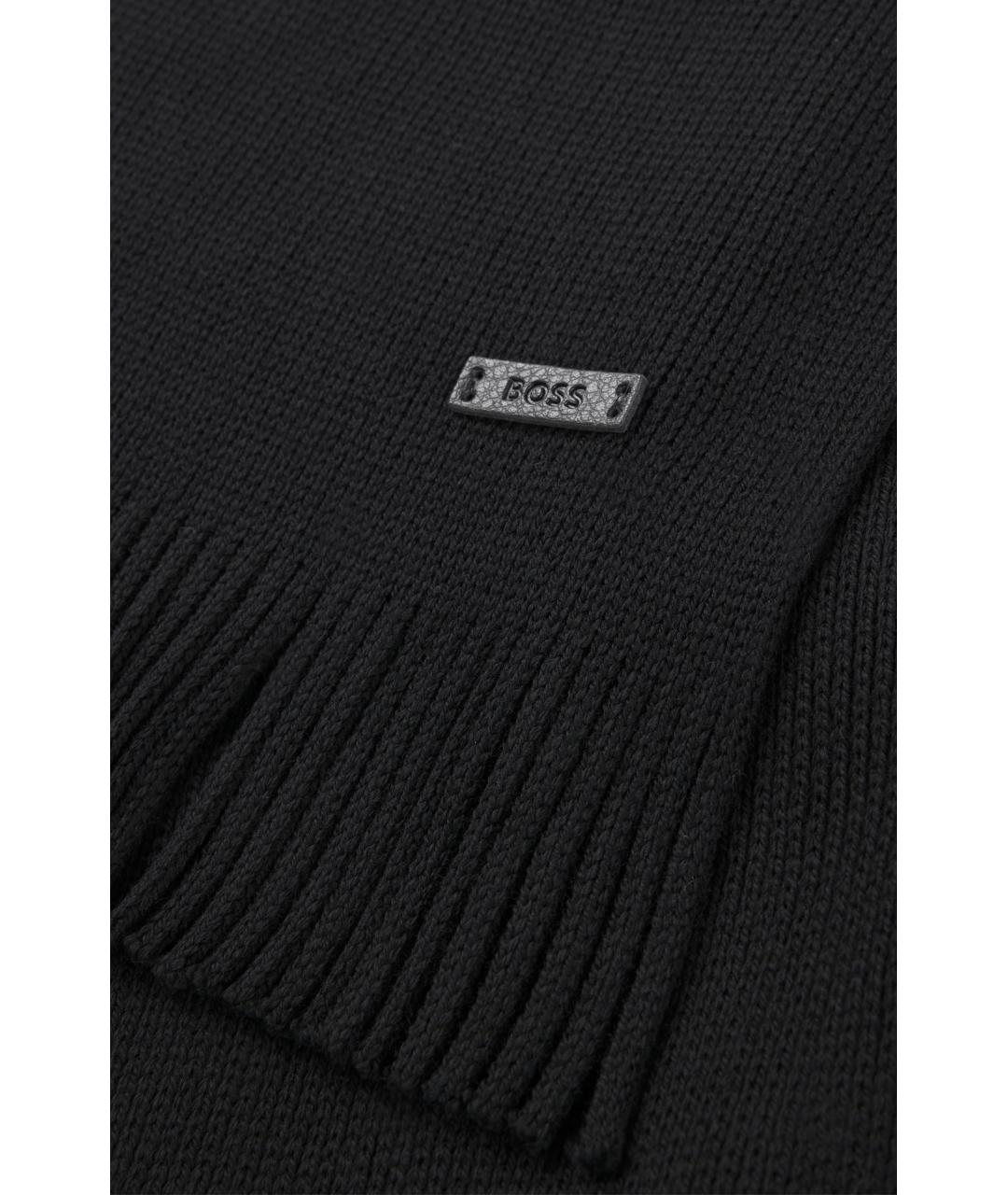 HUGO BOSS Черный шерстяной шарф, фото 3