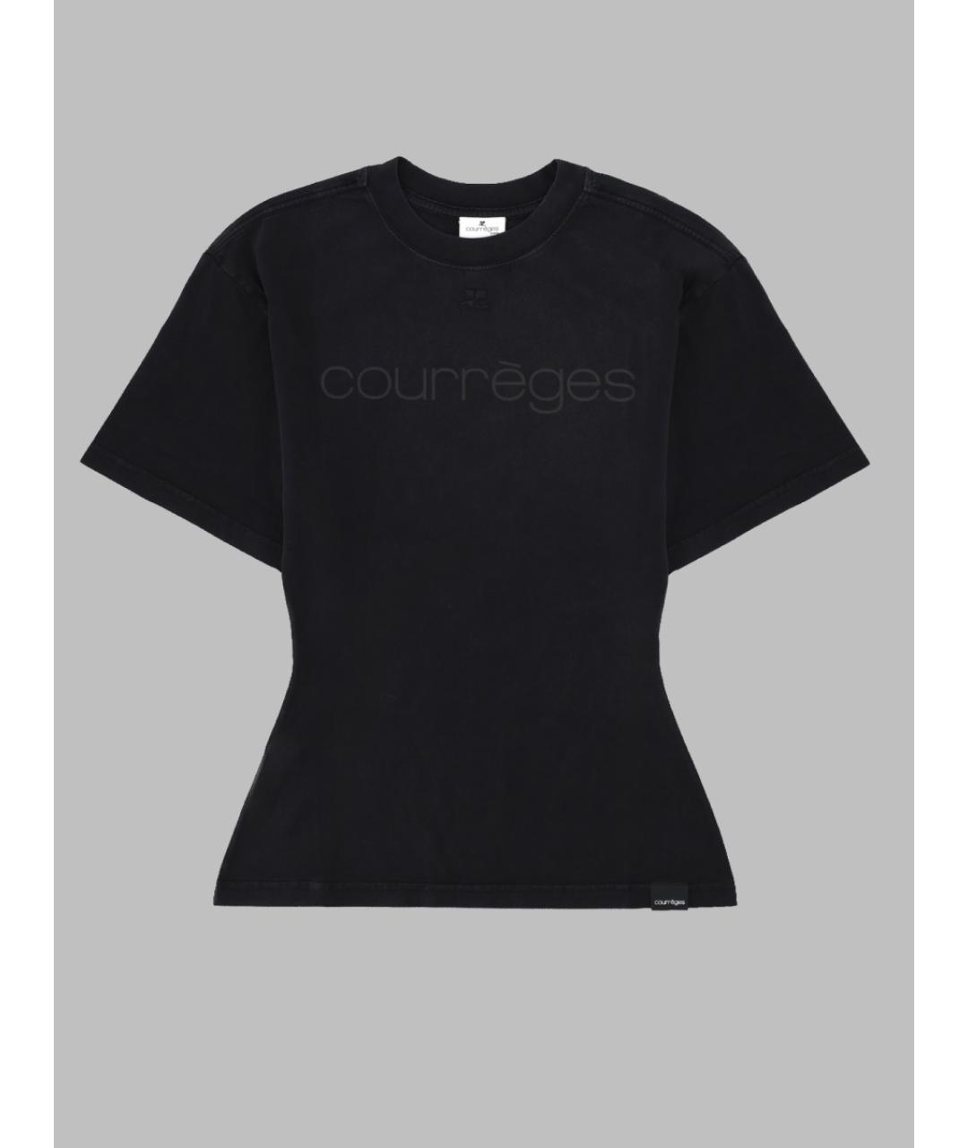 COURREGES Черная хлопковая футболка, фото 3