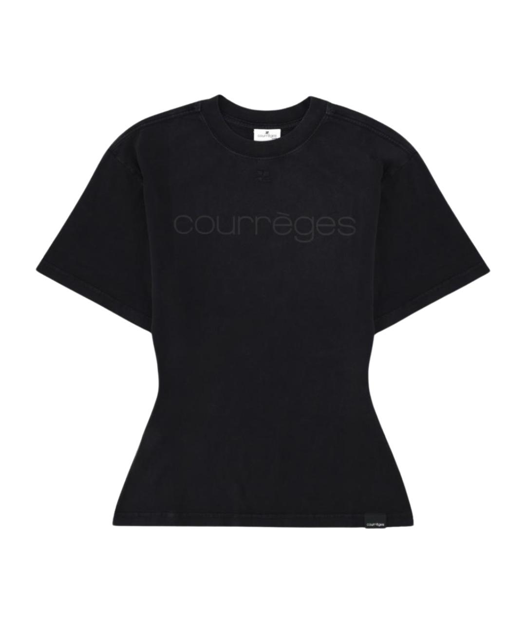 COURREGES Черная хлопковая футболка, фото 1