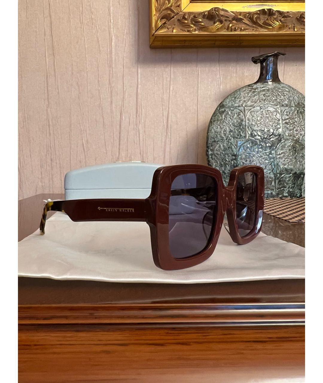KAREN WALKER EYEWEAR Бордовые пластиковые солнцезащитные очки, фото 2