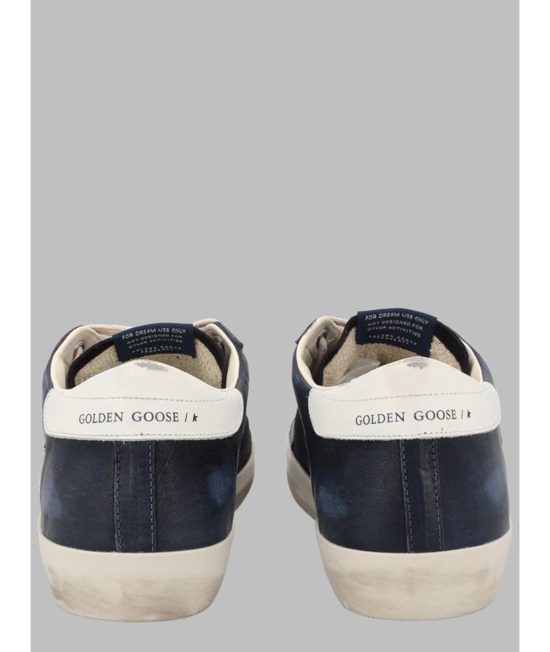 GOLDEN GOOSE Синие кожаные низкие кроссовки / кеды, фото 3