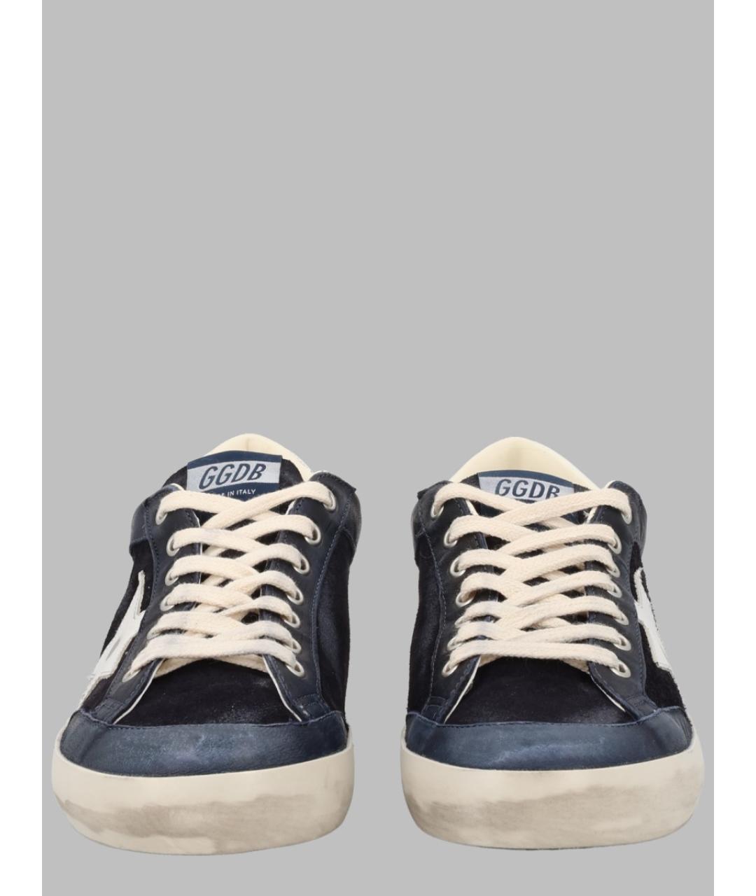 GOLDEN GOOSE Синие кожаные низкие кроссовки / кеды, фото 2