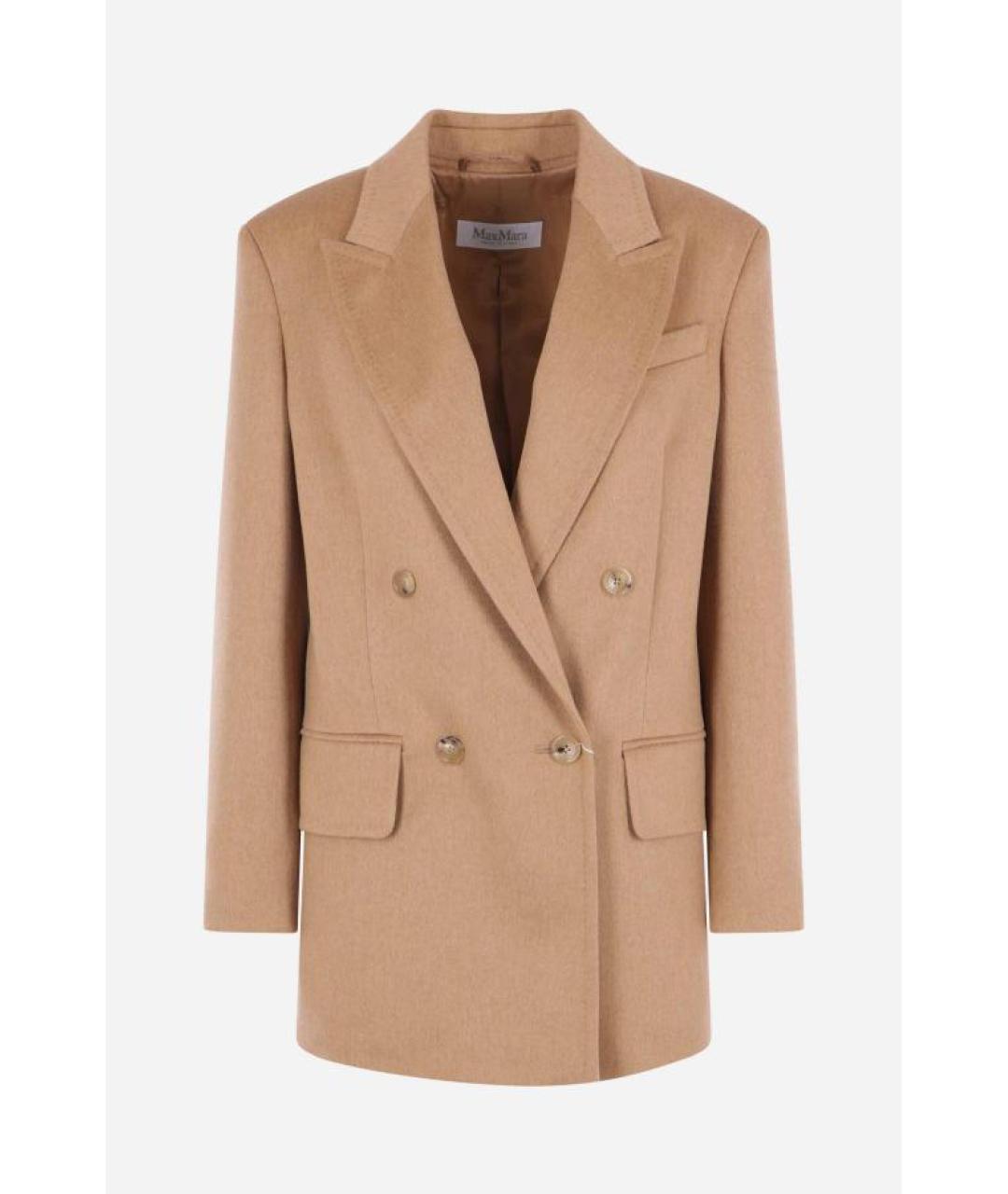 MAX MARA Бежевый шерстяной жакет/пиджак, фото 4