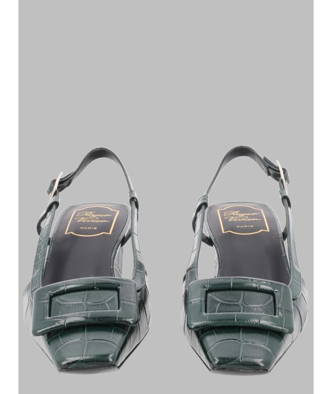 ROGER VIVIER Зеленые кожаные балетки, фото 2