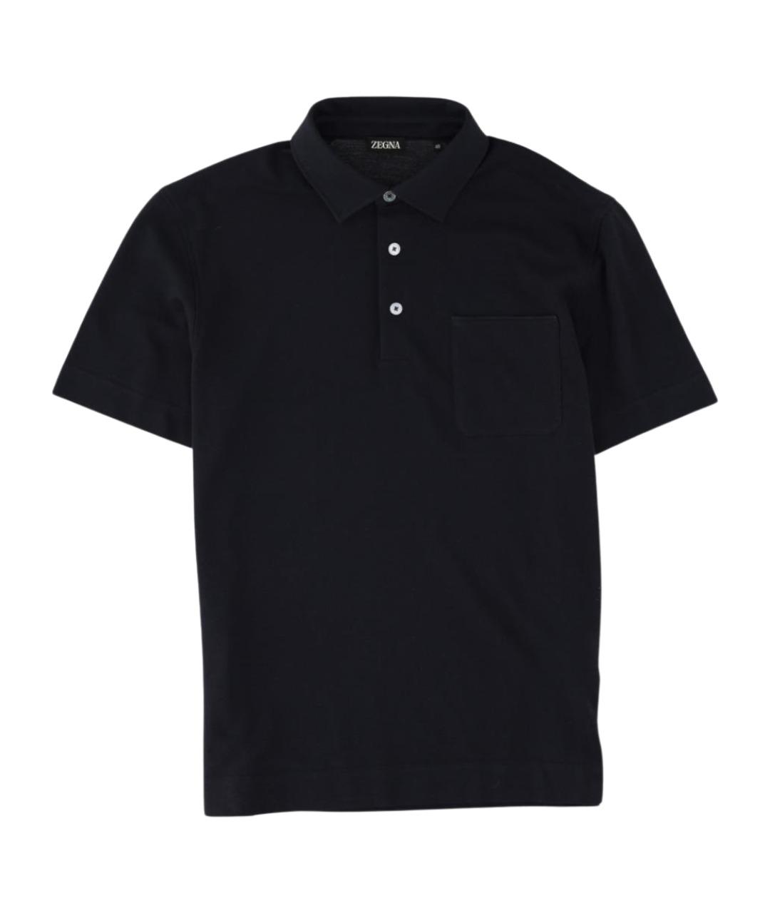 ZEGNA Черное хлопковое поло с коротким рукавом, фото 1