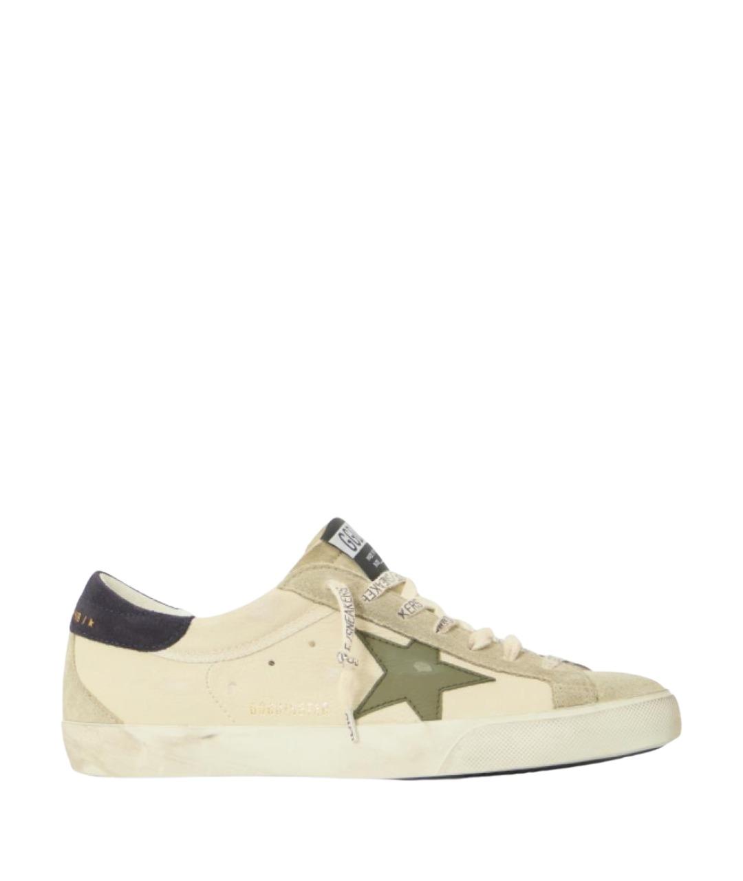 GOLDEN GOOSE Бежевые кожаные низкие кроссовки / кеды, фото 1
