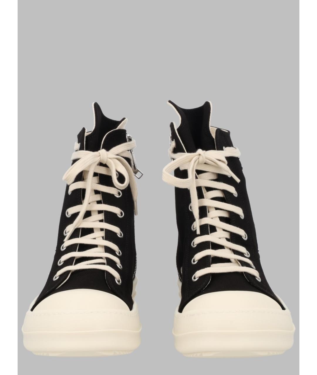 RICK OWENS DRKSHDW Черные текстильные высокие кроссовки / кеды, фото 2
