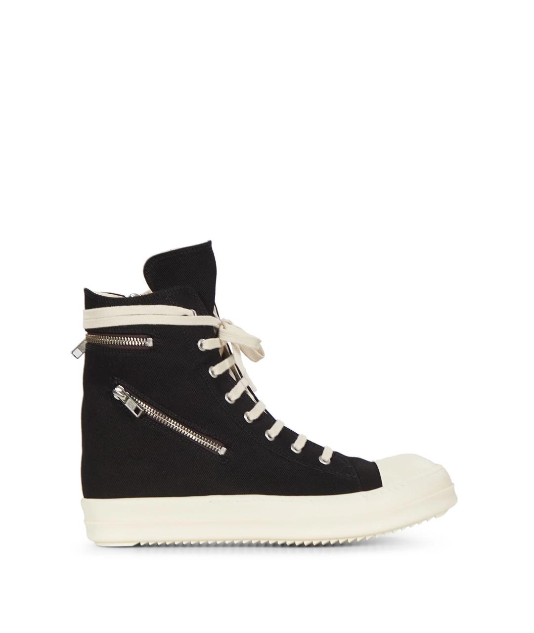 RICK OWENS DRKSHDW Черные текстильные высокие кроссовки / кеды, фото 1