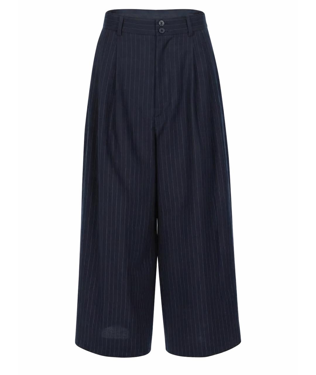 'S MAX MARA Синие шерстяные прямые брюки, фото 1
