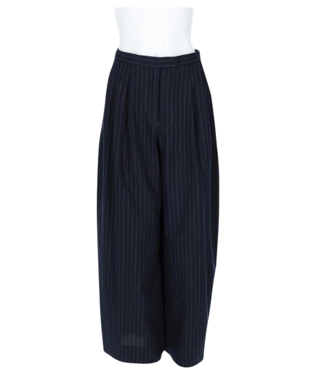 'S MAX MARA Синие шерстяные прямые брюки, фото 3