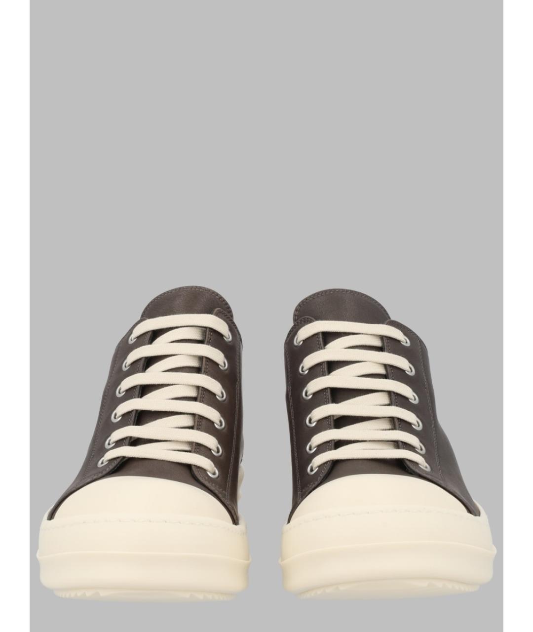 RICK OWENS Черные кожаные низкие кроссовки / кеды, фото 2