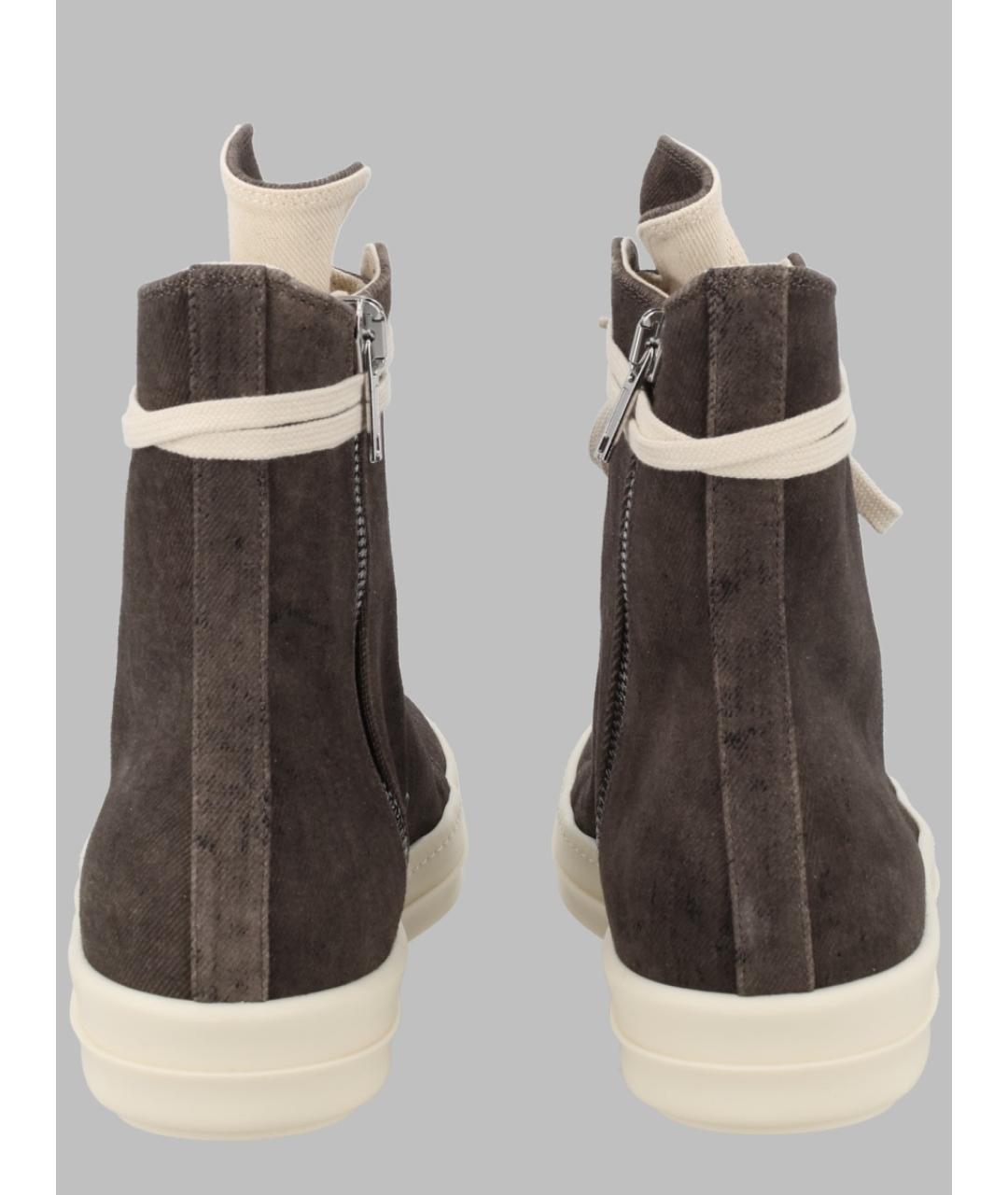 RICK OWENS DRKSHDW Серые текстильные высокие кроссовки / кеды, фото 3
