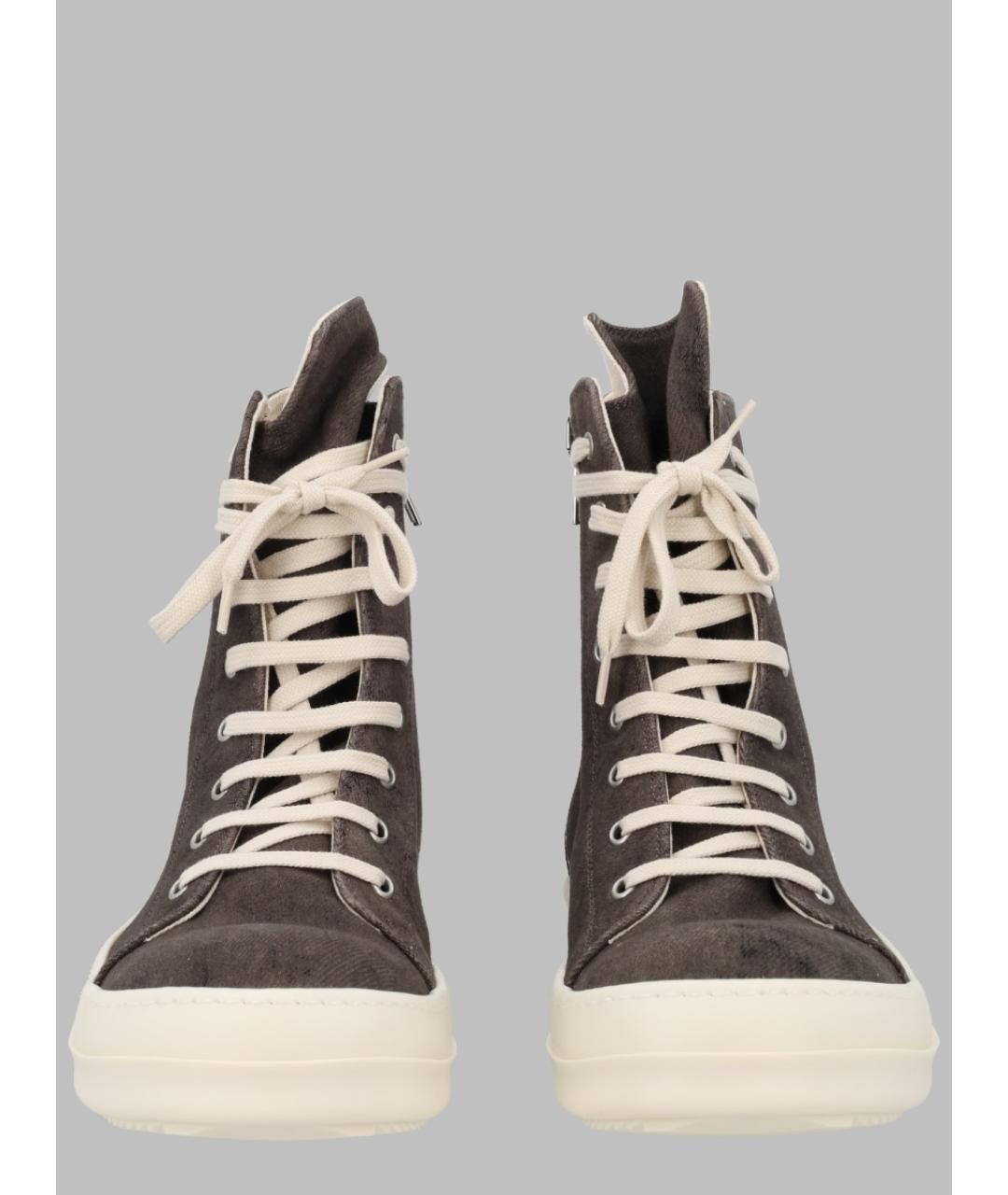 RICK OWENS DRKSHDW Серые текстильные высокие кроссовки / кеды, фото 2